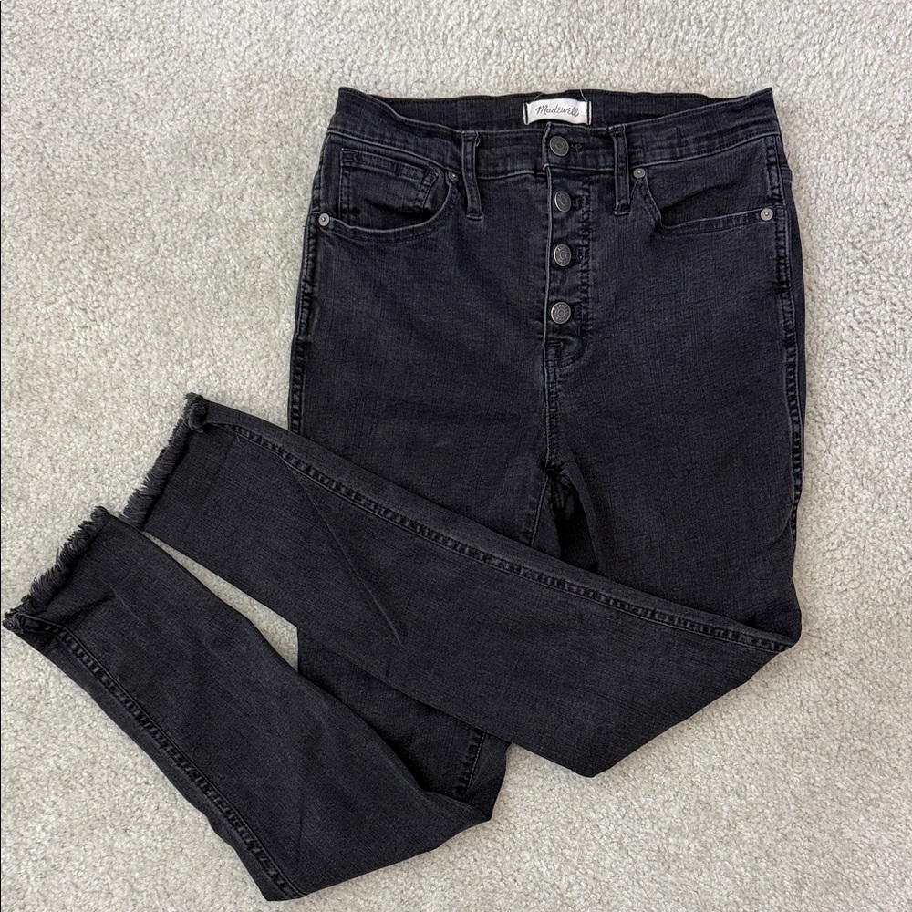 Madewell 10 inch high waist skinny jeans button through edition Berkeley wash